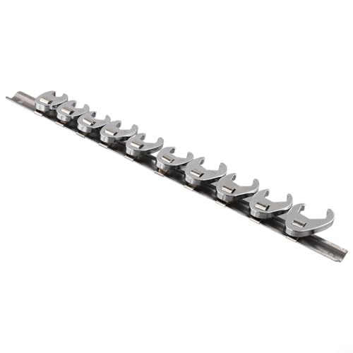 FABULETTA 10-Piece Crowfoot Wrench Set 3/8 Drive, Metric Flare Nut Spanner Kit 10mm to 22mm, Carbon Steel Open End Wrenches for Tight Space Bolt Loosening and Automotive Hydraulic Line Work