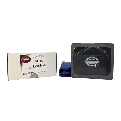 PREMA PR-113 Radial Tire Patches - Passenger Tire and Truck Tire Repair Patches - 5 x 3-1/4 inch Vulcanizing Tire Patches - 10 Per Box - Use in Place of PR-112 in Heavy Duty Applications.