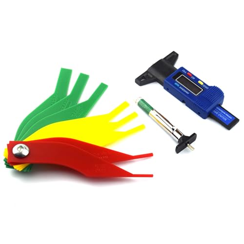 3PCS Digital Tire Tread Depth Gauge and Brake Pad Measuring Tool, Color Coded Ruler Automotive Handheld Gauge for Car Truck Motorcycle Bus Brake Lining Thickness Measurement