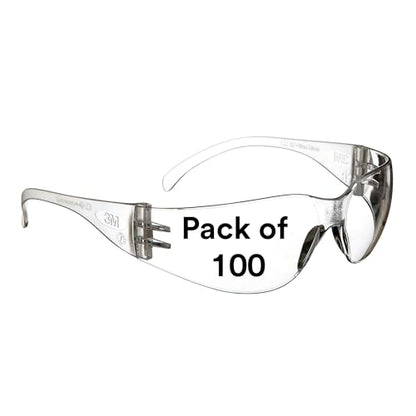 3M Safety Glasses, Virtua Protective Eyewear, Clear Frame, Clear Anti-Fog Lens, Pack of 100, Polycarbonate, ANSI Z87.1-2015, Z87+, Economy - size: 100 count