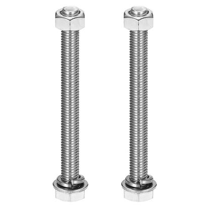MECCANIXITY M10 x 100mm 304 Stainless Steel Hex Head Screws Bolts, Nuts, Flat & Lock Washers Assortment Kit, Fully Threaded, Bright Finish for Home, Electronic, Machine, 2 Sets - size: M10 x 100mm