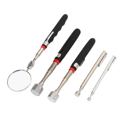 4 Pcs Magnetic Pickup Tool Set, 15LB 10LB 3.5LB 1.5LB Telescoping Grabber with Extendable Mirror, for Narrow Spaces Under Vehicles Between Machinery