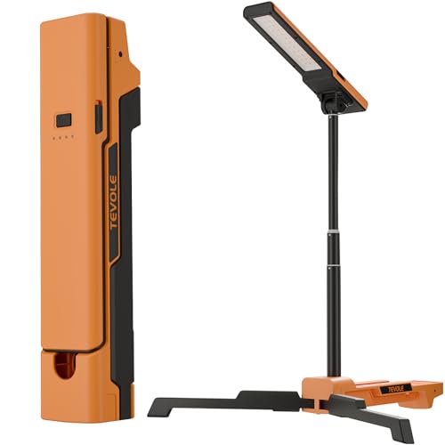 LED Work Light with Stand Foldable Tripod Lighting 1500LM Adjustable Stand for Construction, Outdoor, DIY Camping, Gift for Man Fathers Day, IP54 Waterproof, Rechargeable Battery with Type-C Charging - style: Foldable Tripod