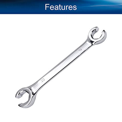 Auniwaig Flare Nut Wrench, 19mm x 22mm Metric Double Open End, 2Pcs - size: 19x22mm