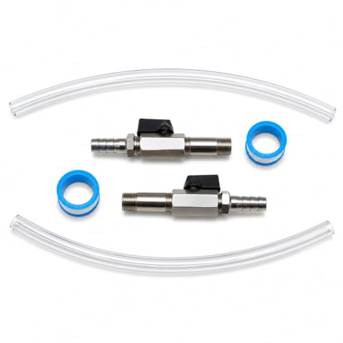 Oil Drain Valve 125-508 with Hose, Lawn Mower Oil Drain Valve Replacement for MTD Cub Cadet, 3/8-18 NPTF Thread 1/2 Hose Kit, Stainless Steel Shut Off Valve for Lawn Tractor - size: 2 Pack