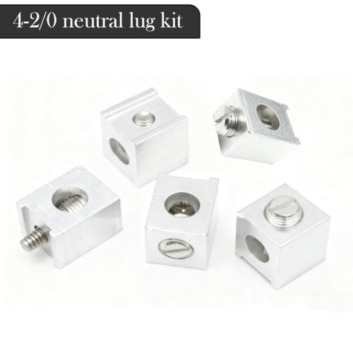 5Pk #4-2/0 Neutral Ground Lug Kit (Silver) | Aluminum ground lugs for breaker panels, ground bars & solar. Corrosion resistant. Screws included for #4-2/0 AWG