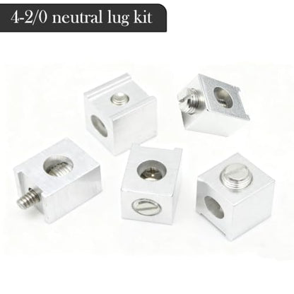 5Pk #4-2/0 Neutral Ground Lug Kit (Silver) | Aluminum ground lugs for breaker panels, ground bars & solar. Corrosion resistant. Screws included for #4-2/0 AWG
