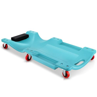 Auto Dynasty 36 Inches Mechanic Creeper, Automotive Garage Repair Low Profile Under Car Rolling Creeper with Padded Headrest, Plastic, Sky Blue - color: Sky Blue, size: 36" L