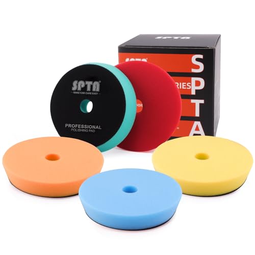 Buffing Polishing Pads, 5'' Orbital Buffer Pads Hook and Loop Buffing Pads, Foam Polish Pad 5 Grits From Coarse to Fine for 5 Inch DA Rotary polisher and Air Polisher Compounding, Polishing and Waxing - color: Green Yellow Blue Orange Red, size: 5 Inch (1