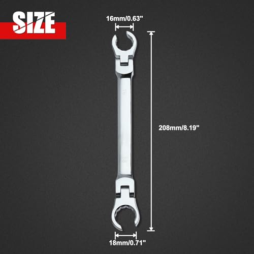 Flex Head Flare Nut Wrench 16 * 18mm Flexible Line Set - Metric Flare Tool for Automotive and Plumbing Repairs - 40Cr Steel - style: 16*18mm