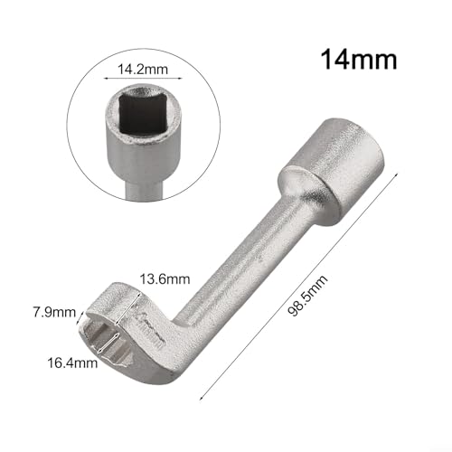 Diesel Fuel Line Socket Set 1/2 Drive Flare Nut Wrench for Automotive Tube Pipe Repair, Open End Ring Sizes 12 14 16 17 18 19mm, Metal Hand Tool(14mm) - color: 14mm