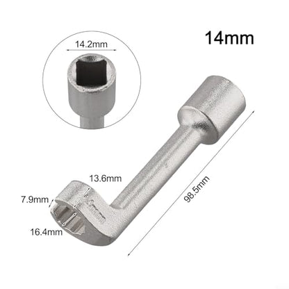 Diesel Fuel Line Socket Set 1/2 Drive Flare Nut Wrench for Automotive Tube Pipe Repair, Open End Ring Sizes 12 14 16 17 18 19mm, Metal Hand Tool(14mm) - color: 14mm
