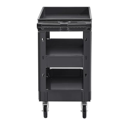 VEVOR Utility Cart, 3-Tier Plastic Service Cart with 550LBS Capacity, 360° Swivel Casters (Including 2 Locking Wheels), Medium Lipped Shelves, Ergonomic Handle, for Garage, Warehouse, Cleaning Tasks