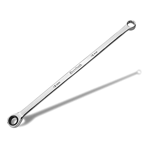 DURATECH 15mm Extra Long Ratcheting Wrench, Metric, CR-V Steel - size: 15mm
