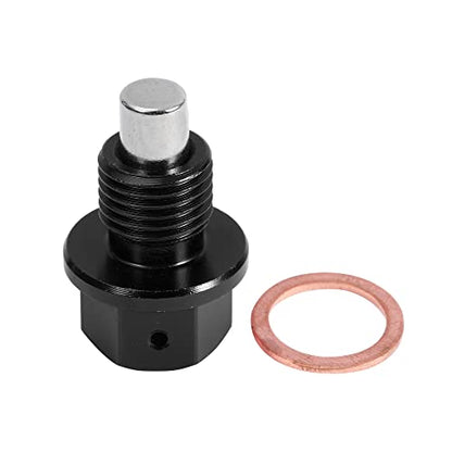 X AUTOHAUX 2 Set M12x1.25 Oil Drain Plug Magnetic Aluminum Alloy Sump Drain Nut Oil Drain Bolt with 2 Washer for Car Motorcycle Black - size: M12x1.25, M12x1.25