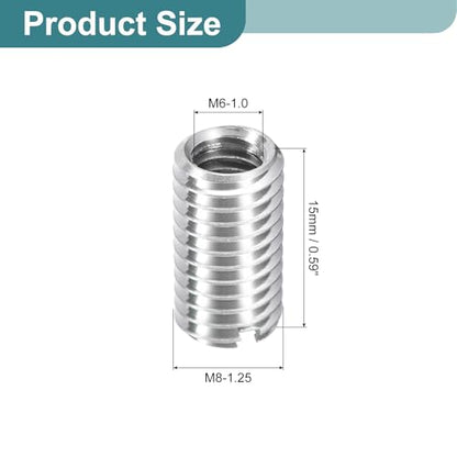 uxcell 10Pcs Threaded Inserts, M6-1x15 & M8-1.25x15 Stainless Steel 303 Screw Thread Sleeves Thread Repair Insert for Mechanical Equipment - size: M6-1x15 & M8-1.25x15mm