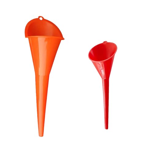 YoRise Long Neck Oil Funnel, Plastic Spill Saver Funnels for Automotive Use, Oil Change Funnel Set for Filling Lubricants Engine Oils Water Diesel Fuel Kerosene and Other Liquids (S-Red) - color: S-Red