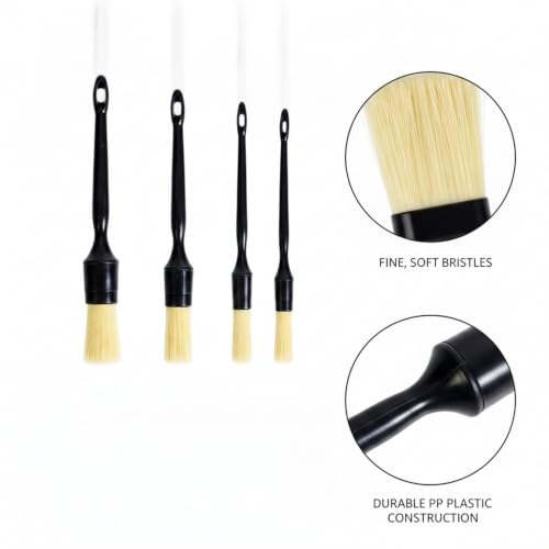 3-Piece Car Detailing Brush Set, Durable PP Plastic Tools for Interior Vents, Dashboards, and Exterior Wheels - color: Yellow