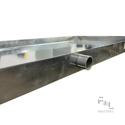 Heavy-Duty Galvanized Steel Drain Pan – Premium, Rust-Resistant HVAC Condensate Pan – Leak-Proof for Maximum Protection – With Hole Option (3/4)"PVC outlet drain. (26"x58"x2") - size: 26"x58"x2"