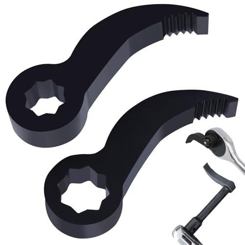 2Pcs Pry Bar Wrench Adapter Head, 3/8“ 1/2” Drive Adjustable Angle Crowbar Adapter Head Tool, Heavy-Duty Ratchet Pry Bar Attachment, Half Shaft Removal Car Repairing Tools for Tight Spaces