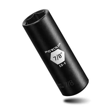 3/8” Drive Deep Impact Socket, SAE(7/8 Inch socket), 6-Point, Cr-V Steel With Black Manganese Phosphate Coating - size: 7/8-inch
