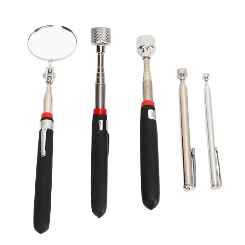 4 Pcs Magnetic Pickup Tool Set, 15LB 10LB 3.5LB 1.5LB Telescoping Grabber with Extendable Mirror, for Narrow Spaces Under Vehicles Between Machinery