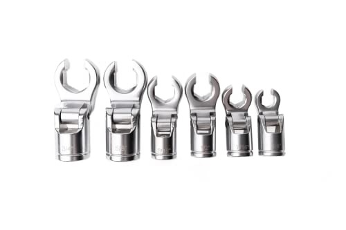 4LIFETIMELINES 3/8" Drive Crow's Feet Adjustable Flare Nut Sockets, 6 Piece SAE Set - size: 0.375 - 0.750 in
