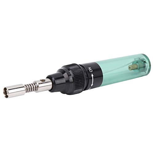 Fafeicy MT-100 8ml Gas Soldering Pen, Cordless Butane Soldering Iron with Adjustable Temperature 1300 Flame for Welding Electronics Jewelry Circuit Boards (Transparent Green)
