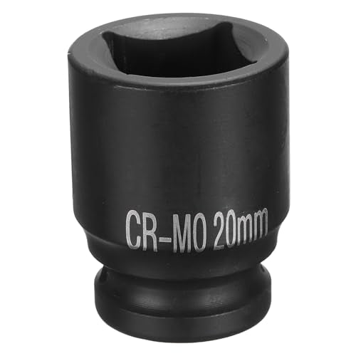 HARFINGTON 4 Point Square Socket 1/2" Drive 20mm Metric Square Impact Socket CR-MO Blackening Standard Wheel Sockets Pneumatic Socket Tool for Auto Repair Mechanical Maintenance Home Use - size: 20mm