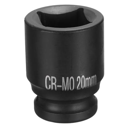 HARFINGTON 4 Point Square Socket 1/2" Drive 20mm Metric Square Impact Socket CR-MO Blackening Standard Wheel Sockets Pneumatic Socket Tool for Auto Repair Mechanical Maintenance Home Use - size: 20mm