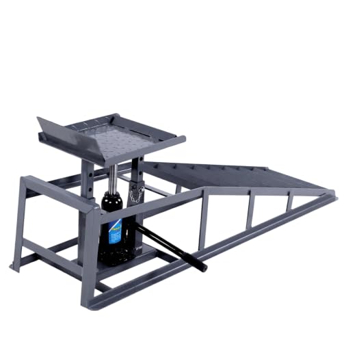 2 PCS Automotive Truck Service Ramp Adjust Heights 9.8-15in Low Profile Hydraulic Car Ramps 5T/11000LBS Capacity for Home Garage Maintenance Oil Changes