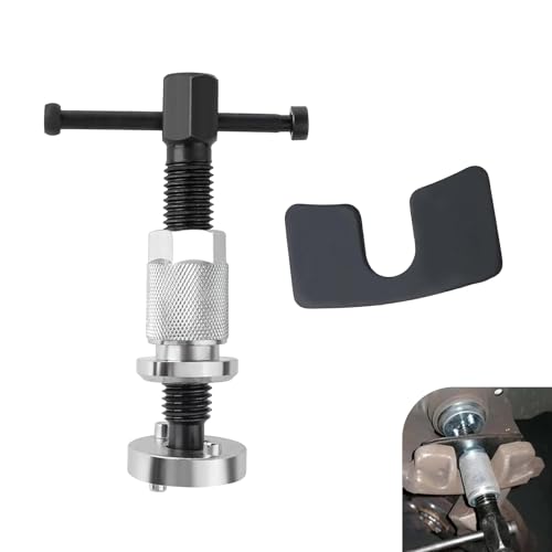 Car Disc Brake Caliper Tool Set, Brake Piston Rewind Tool with 2 Adapters, Thickened Gasket & T-shaped Handle Wind Back Device, Portable Maintenance Device for Cars (Silver)