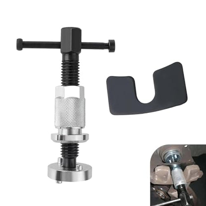 Car Disc Brake Caliper Tool Set, Brake Piston Rewind Tool with 2 Adapters, Thickened Gasket & T-shaped Handle Wind Back Device, Portable Maintenance Device for Cars (Silver)