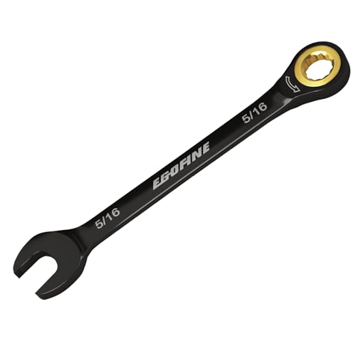 Egofine 5/16 Ratchet Wrench, 5/16 Wrench Ratcheting Combination Wrenches SAE, Industrial Grade Gear Spanner with 12 Point Box End, 72-Teeth Ratchet Black Electrophoretic Coating,CR-V - style: 5/16 inch