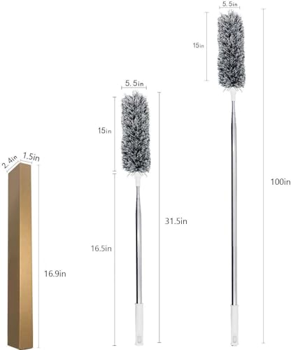 UIMO Microfiber Ceiling Fan Cleaner with 30–100" Telescopic Pole | Extendable Duster for High Ceilings and Fans, Bendable Washable Head, Reusable Cleaning Tool for Furniture, Cars, Keyboard - color: White