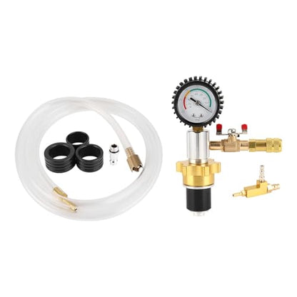 Car Radiator Coolant Refill Kit, Vacuum Cooling System Purge Tool, Fast Connector for Leak Testing and Air Evacuation, Stainless Steel with Rubber Fittings for Automotive Cooling