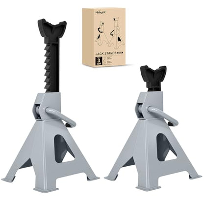 Nilight Jack Stands, 3 Ton (6,600 lbs) Capacity Heavy Duty Steel Car Lifting Stand, Adjustable Height 11.22" to 16.53", 1 Pair - size: 3T