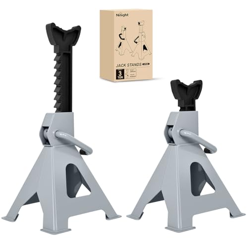 Nilight Jack Stands, 3 Ton (6,600 lbs) Capacity Heavy Duty Steel Car Lifting Stand, Adjustable Height 11.22" to 16.53", 1 Pair - size: 3T