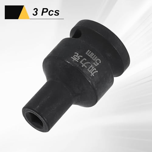 HARFINGTON 3pcs 4 Point Square Socket 1/2" Drive 5mm Metric Square Impact Socket CR-V Blackening Standard Wheel Sleeve Pneumatic Sleeve Tool for Auto Repair Mechanical Maintenance Home Use - size: 5mm