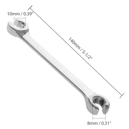 Auniwaig 8mm x 10mm Flare Nut Wrench Metric Double Open End | 15° Offset Ends, For Auto, Household, DIY Repairs - size: 8x10mm