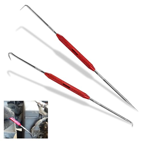 Pack-2 Hook and Pick Set Puller Remover, Precision Hook and Pick Set, Car Oil Seal/O-Ring Seal Gasket Pick Tool Set, for Most Cars (Red)