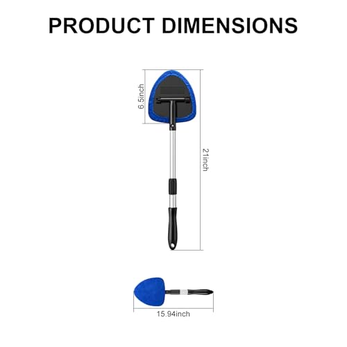 Car Windshield Cleaning Brush, Multifunctional Car Windshield Cleaning Brush Set‌ Car Cleaning kit with Retractable Handle, Microfiber Cloth, Spray Bottle, Suitable for All Cars(Blue)