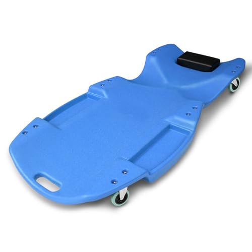 Magshion Mechanic Creeper with Padded Headrest & Tool Trays – 440 lbs Capacity, Rolling Garage Creeper with 6 Swivel Wheels, Lightweight & Portable Under Car Creeper for Auto Repair (Blue) - color: Blue, size: 46.5"