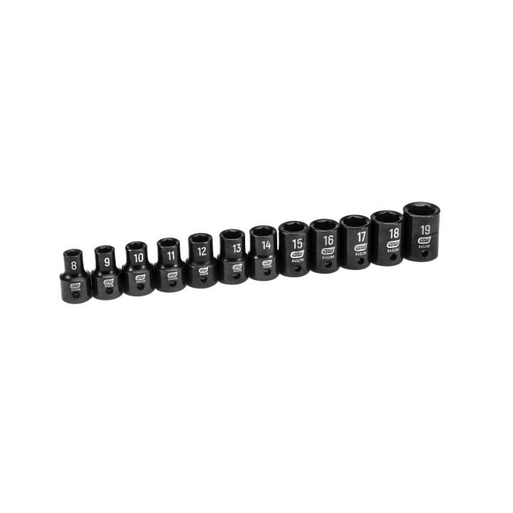 GEARWRENCH 12 Pc. 1/2" Drive 6 Pt. Standard Impact Socket Set, SAE - 84931N - size: 1/2", style: 12-piece kit
