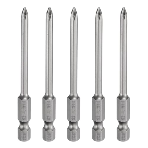 HARFINGTON 5pcs #1 Phillips Screwdriver Bit PH1 1/4" Hex Shank 3" (75mm) Long Magnetic S2 Steel Industrial Grade Screw Driver Bit Cross Head Electric Drill Bits 0.157" (4mm) Rod - size: PH1 x 75mm x 4mm