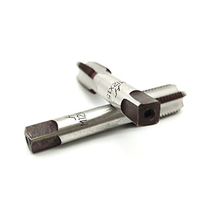 AtticZone M12 x 1.5 Metric Hand Thread Tap, Right Hand, Alloy Tool Steel, 1 Taper Tap, 1 Plug Tap for Metal Working DIY Industrial - size: M12x1.5