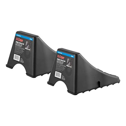 CURT 22800 Black Plastic Wheel Chocks, Vehicle, Trailer, Truck, RV, 2-Pack