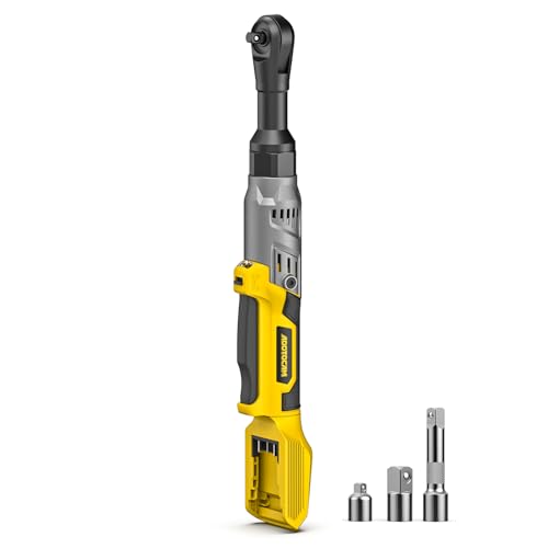 3/8" Cordless Ratchet Wrench for Dewalt 20V Battery(Tool Only),75FT-LBS(102N.m) Extended Electric Ratchet Wrench Set with Variable Speed, LED Light, 1/4"&1/2" Adapter,3" Extension Bar