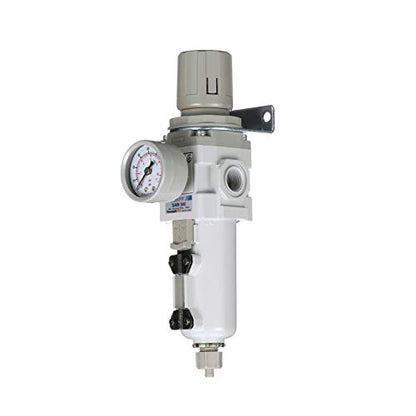 PneumaticPlus SAW300-N03BG-MEP Compressed Air Filter Regulator Piggyback Combo 3/8" NPT - Metal Bowl, Manual Drain, Bracket, Gauge - style: Metal Bowl - Manual Drain