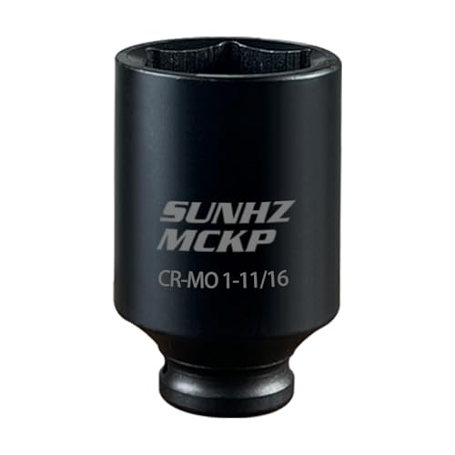 SUNHZMCKP 1/2” Drive Impact Socket, SAE 1-11/16 In Deep 6 Point Socket, CR-MO, Axle Nut Impact Grade Socket for Easy Removal (1-11/16) - color: Sae, size: 1-11/16 inch